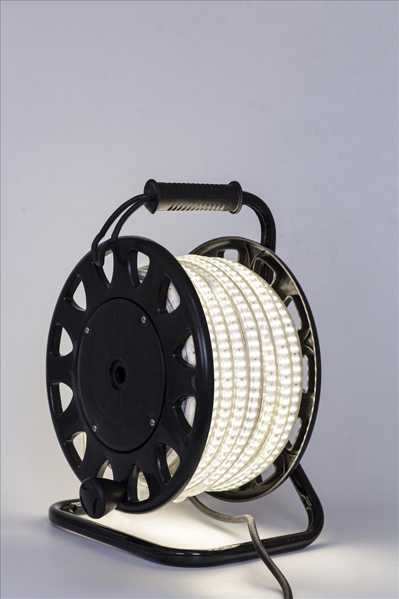 15M Led Portable Winding Spool Exterior Strip Light Work Light Strip Temporary Construction Lights Drum For Outdoor Lighting